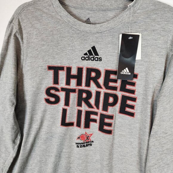 Adidas NEW Three Stripe Life Amplifier Tee Long Sleeve Crew Neck "wright" sz Lg - Picture 2 of 10